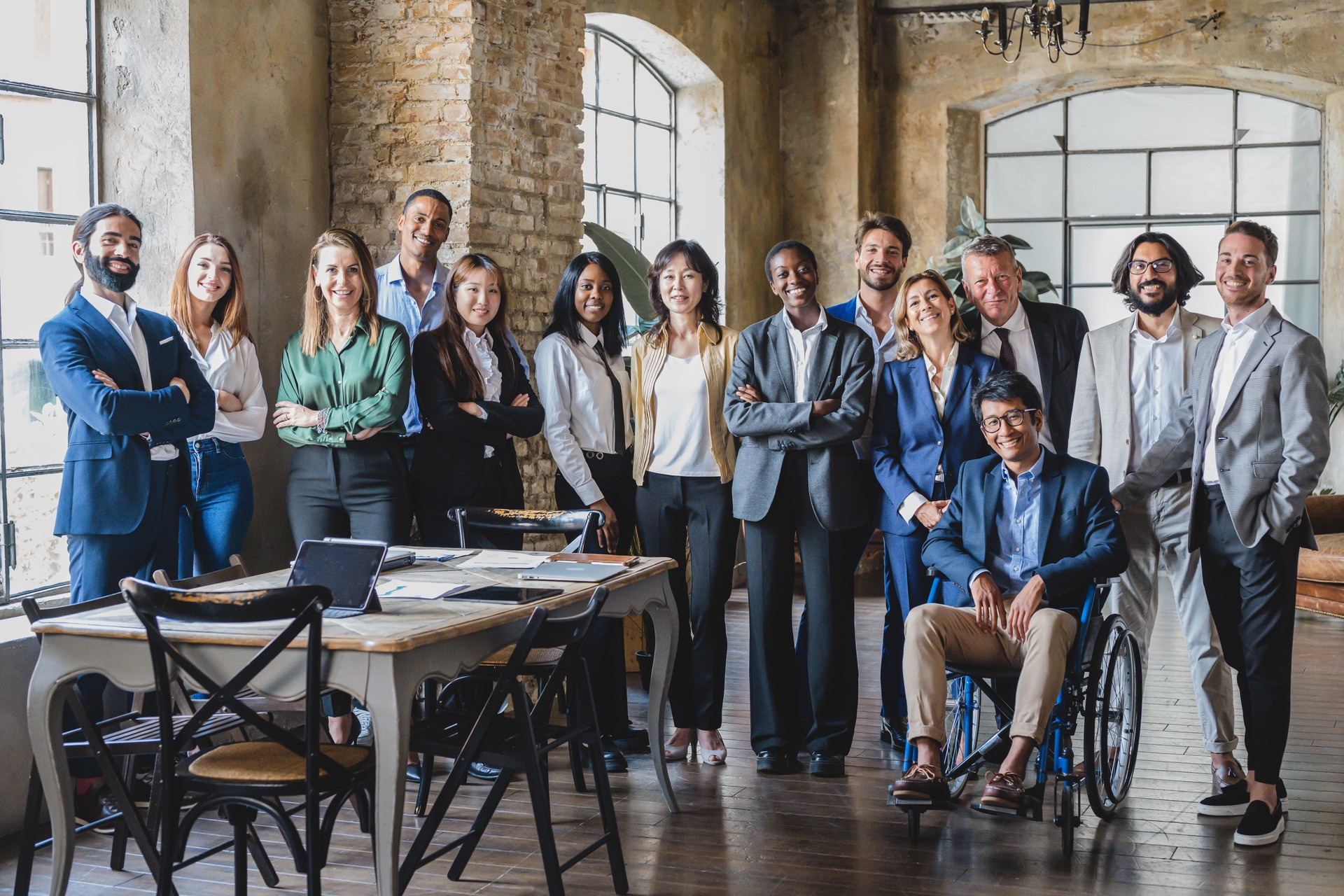 Large group of multicultural business people, portrait of multiethnic group of financial cooperation, global business concept